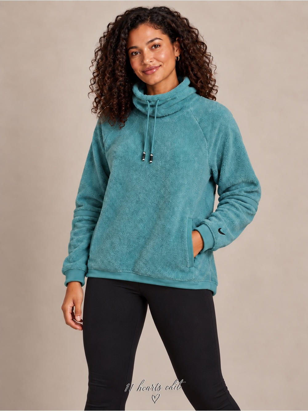 Nike Therma Fleece Cowl Cozy Pullover Mineral Teal XS